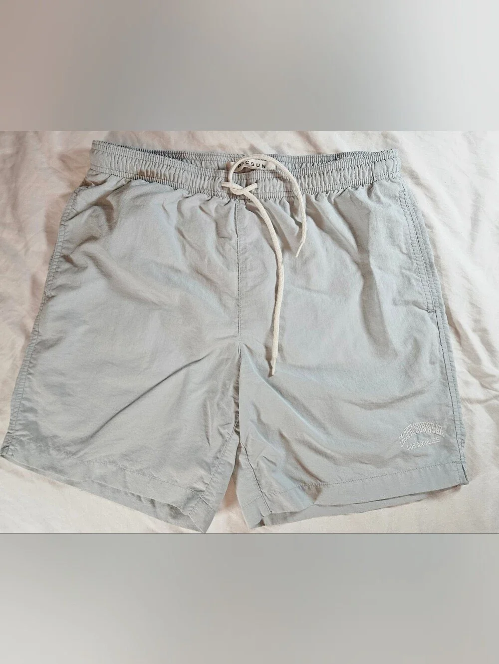 Pacsun Mens Light Blue Elastic Waist Side Pockets Swim Trunks Size Small